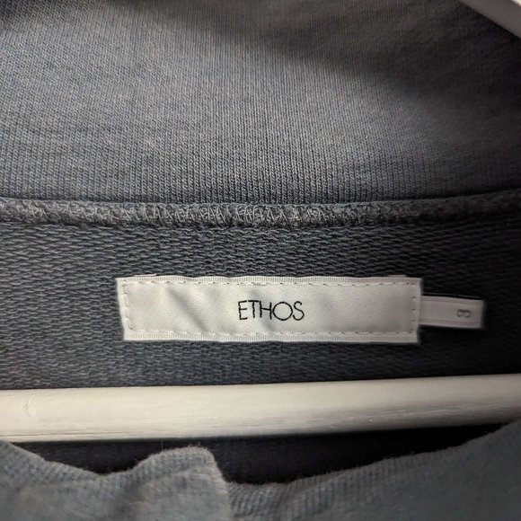 Half-Button Popover Sweatshirt Washed Blue Ajustible Neck - Picture 4 of 6